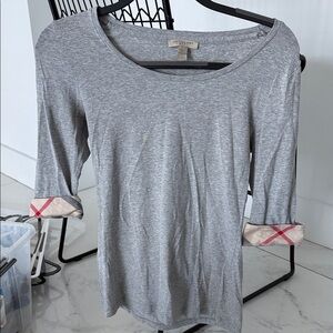 Burberry Gray Top with Plaid Accents